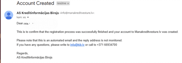 Account Created Email Example
